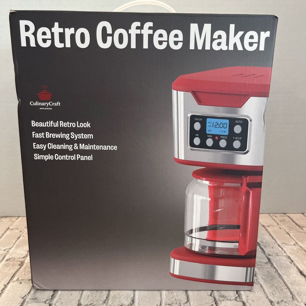 Retro Electric 12 Cup Coffee Maker  - Color RED.  New in Box